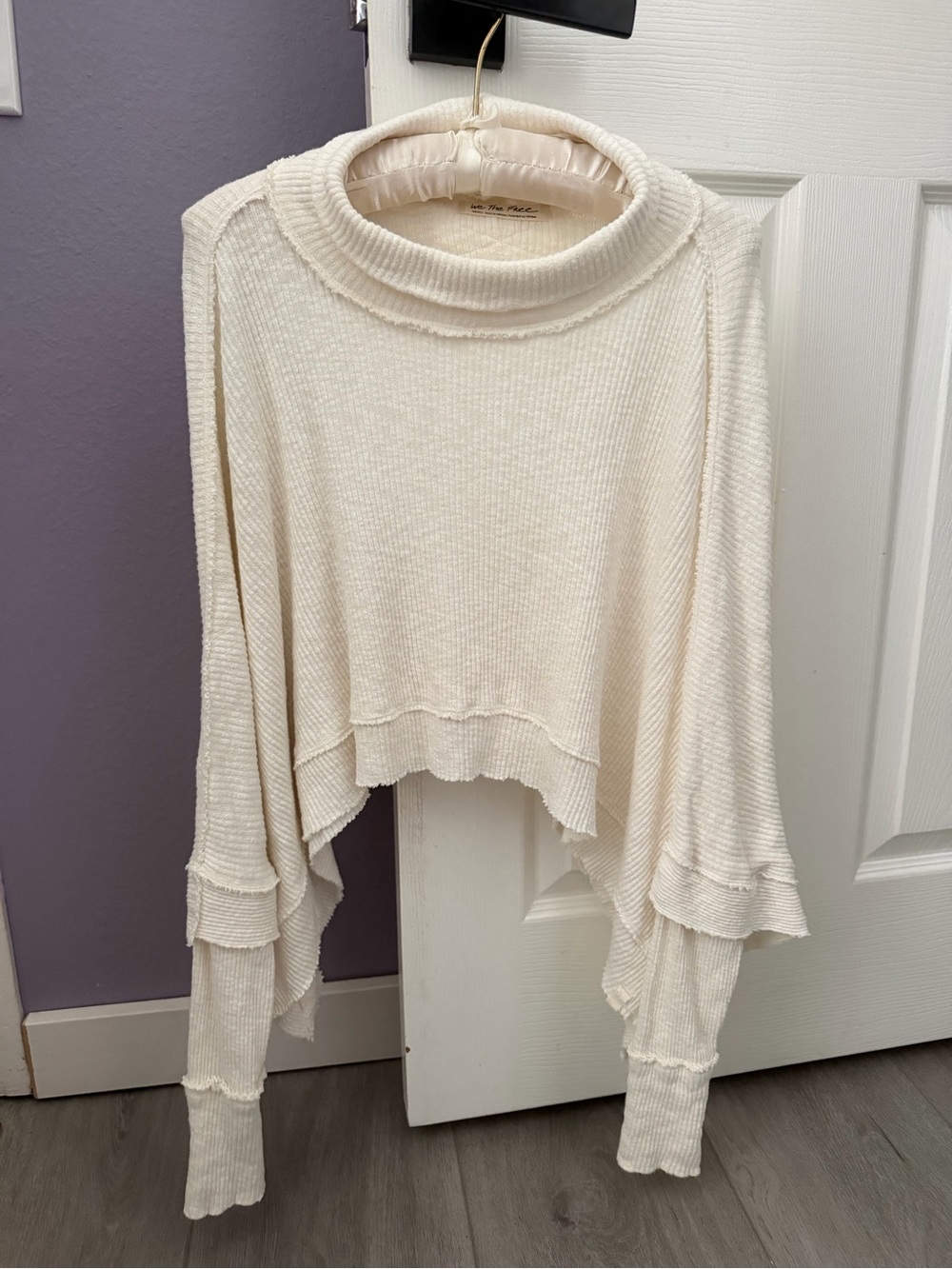 We The Free Cropped Ruffle-Sleeve Sweater